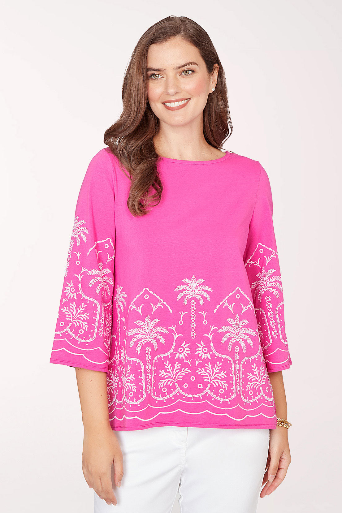 Hothouse Florals Palm Tree Bell Sleeve Top