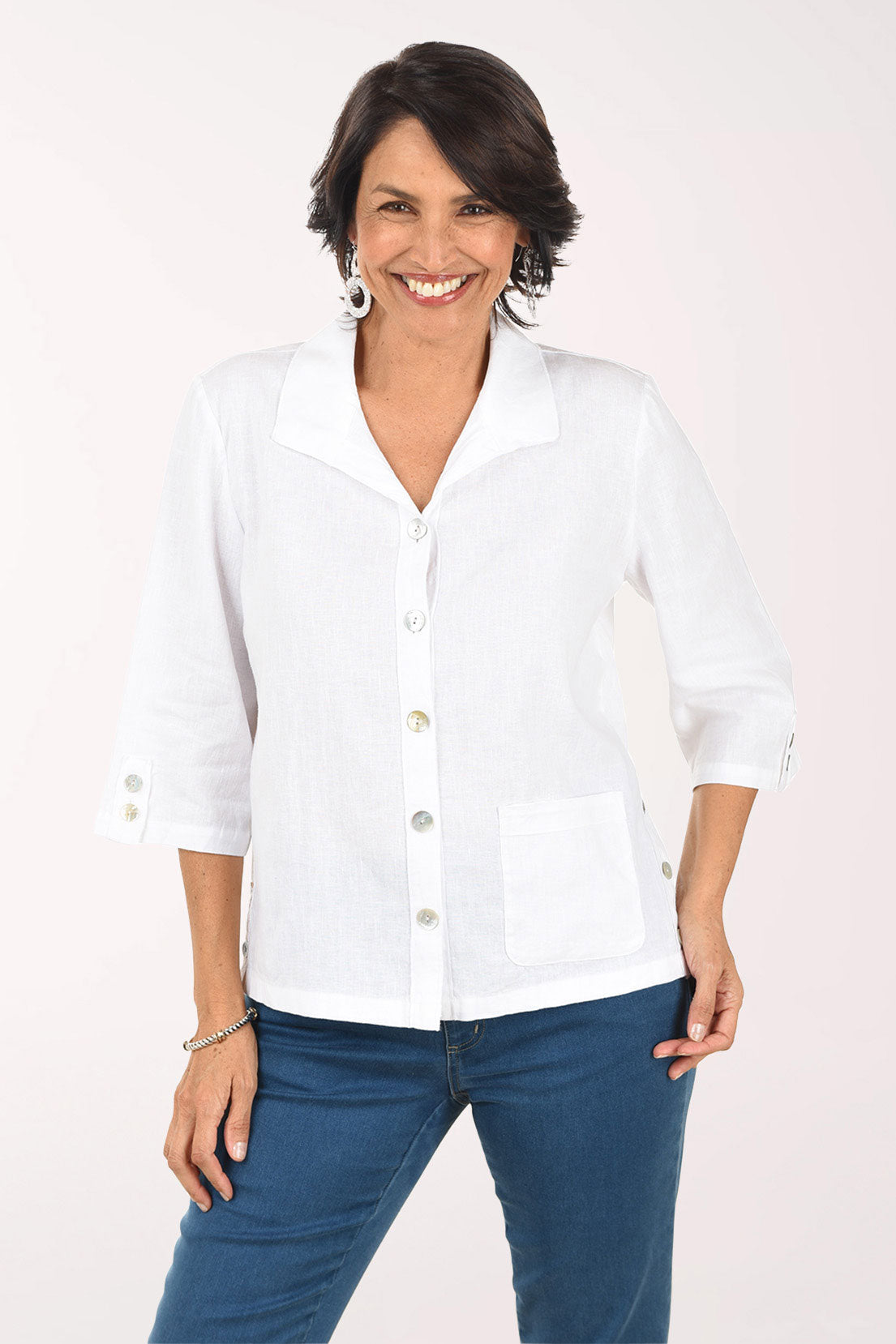 Solid Linen-Blend Relaxed Shirt