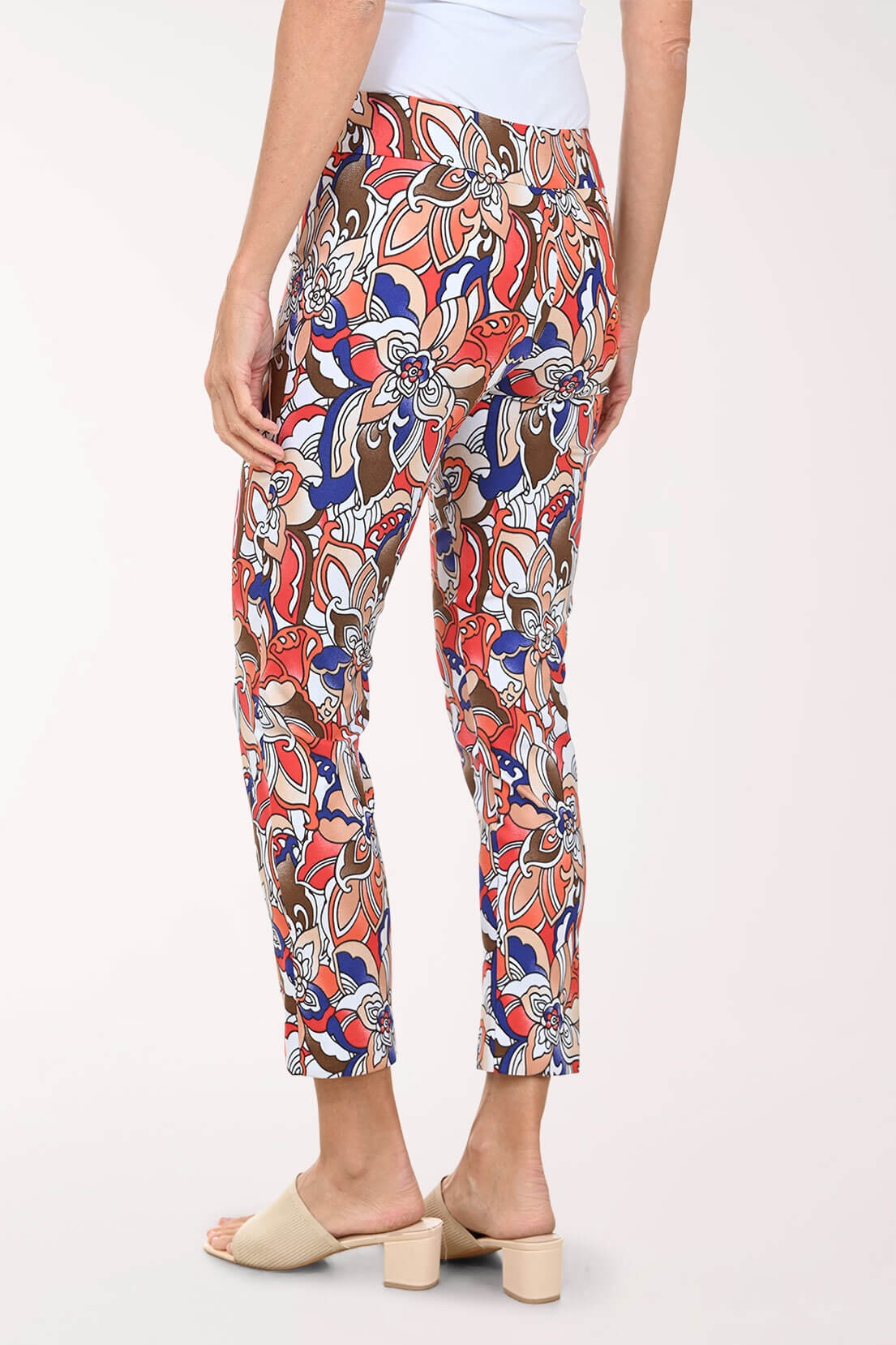 Orange Tropical Pull-On Ankle Pant