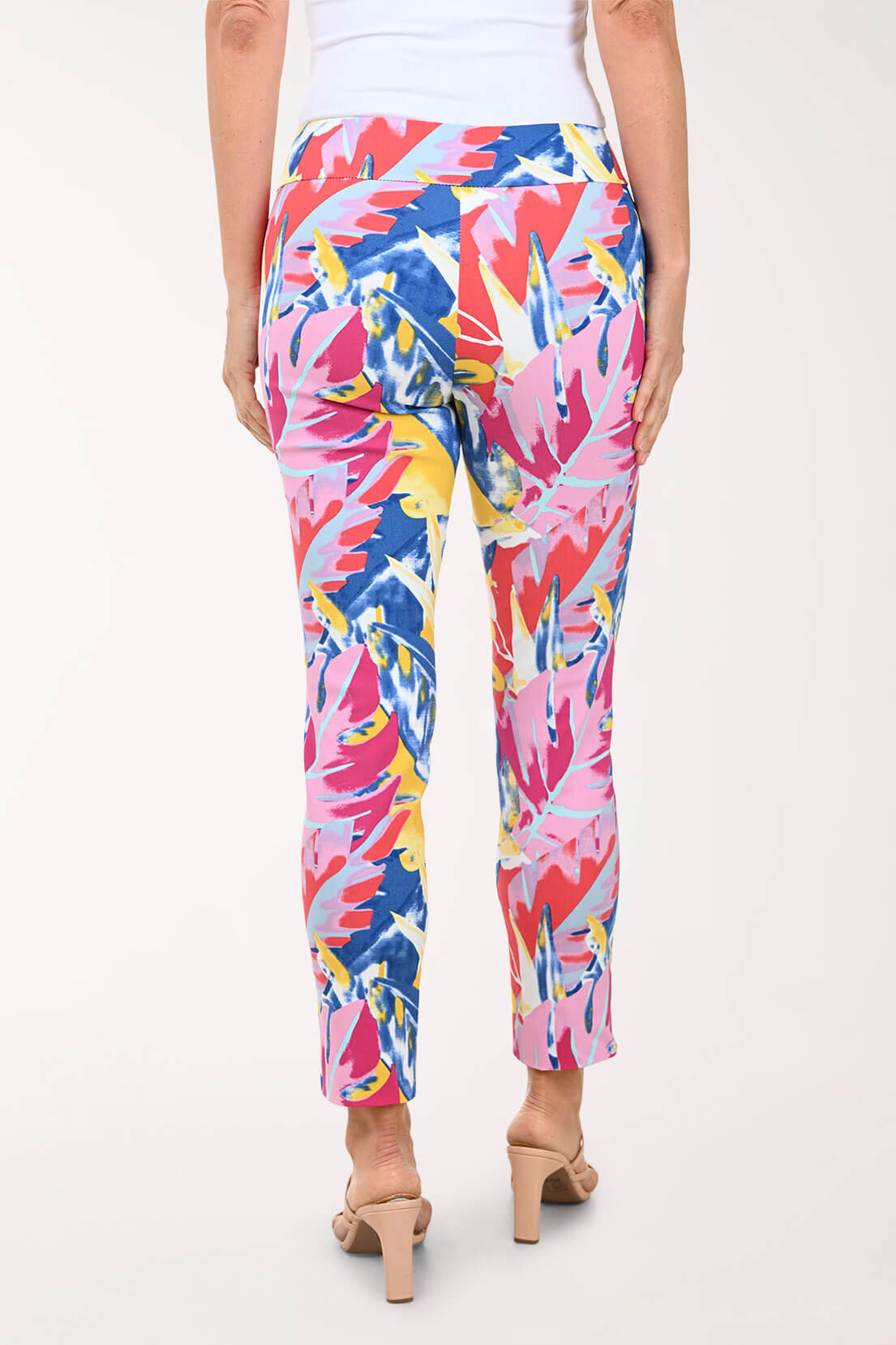 Pink Abstract Pull-On Ankle Pant
