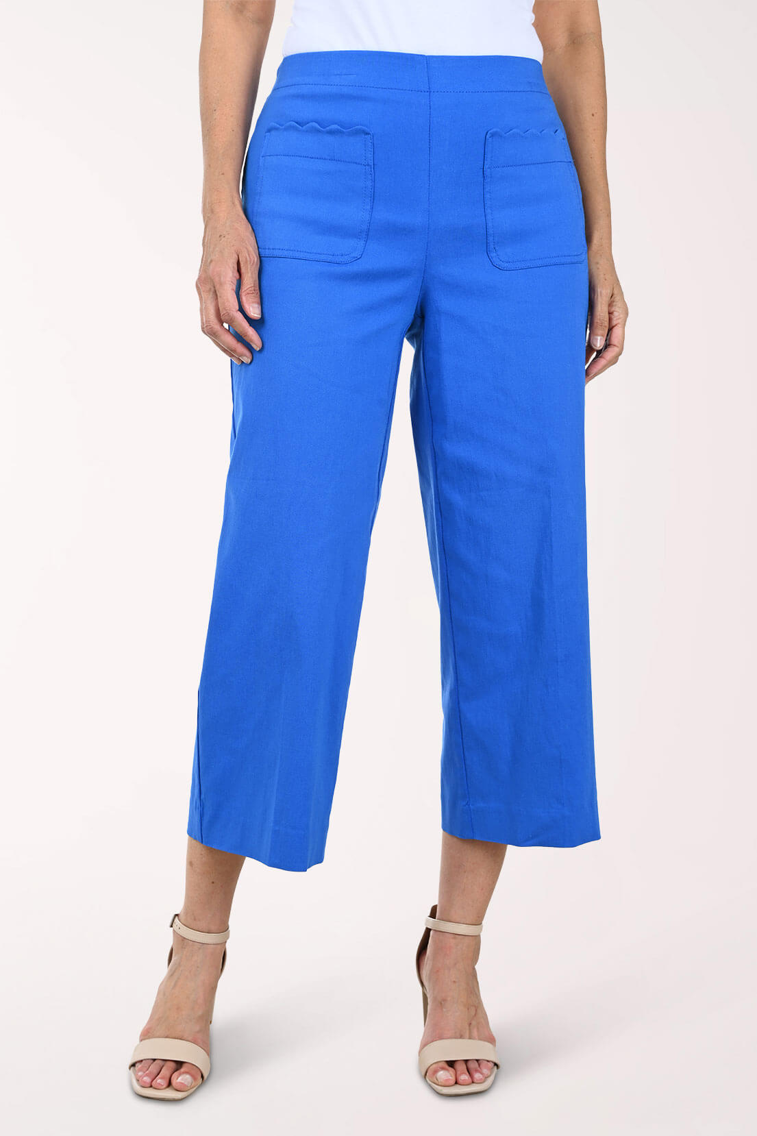 Scalloped Pocket Wide Leg Crop Pant