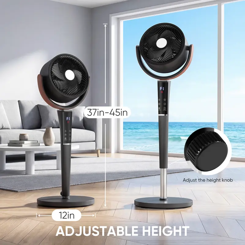 20dB Quiet Pedestal Fan with Remote | 15 Speeds, 5 Modes & LED Night Light