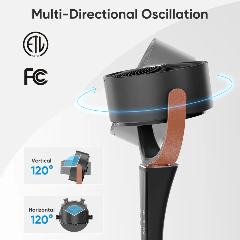 20dB Quiet Pedestal Fan with Remote | 15 Speeds, 5 Modes & LED Night Light