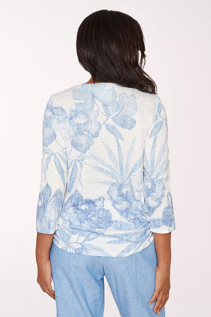 Caribbean Blues Monochrome Tropical Top