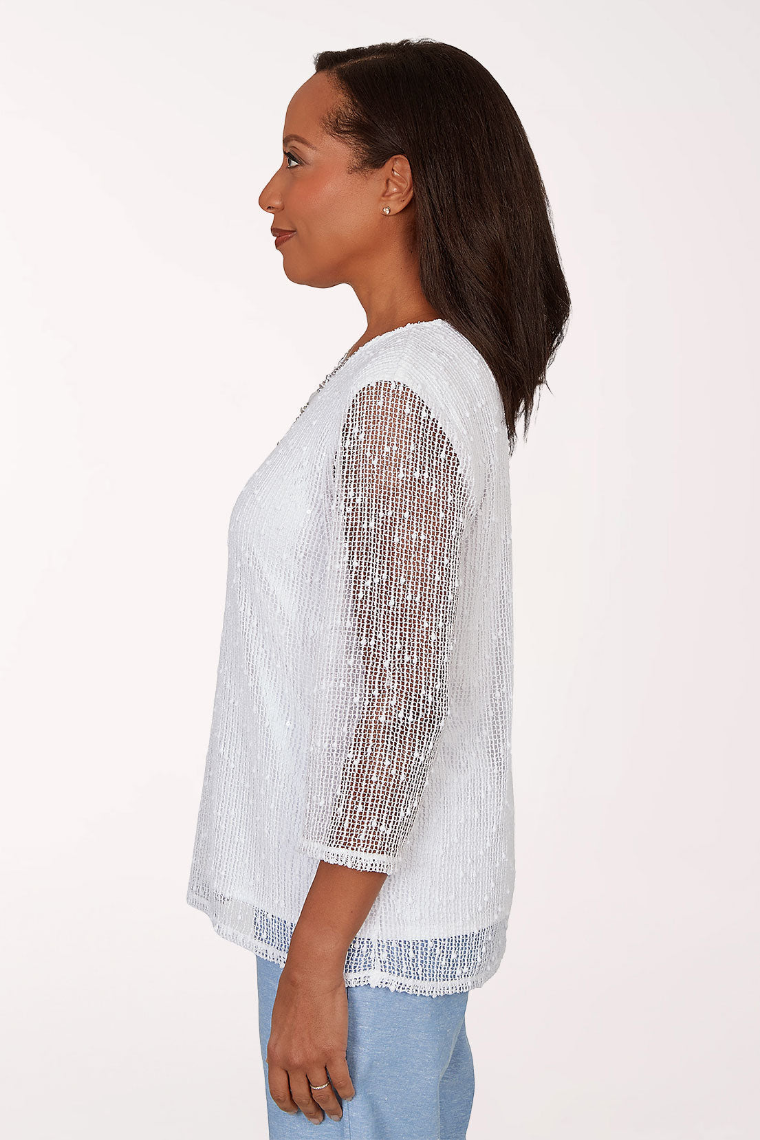 Caribbean Blues Popcorn Mesh Necklace Top