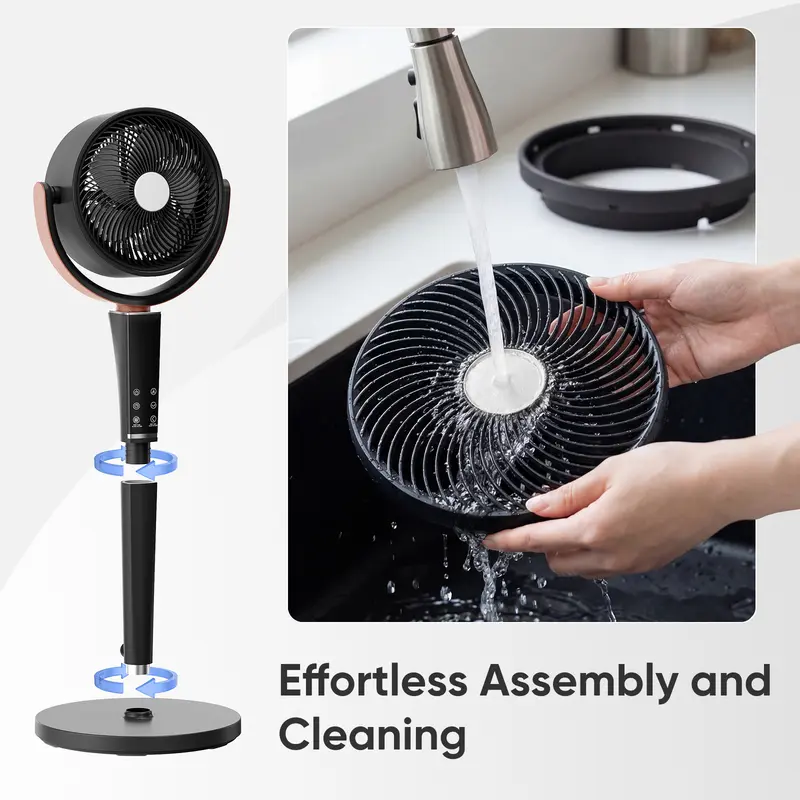 20dB Quiet Pedestal Fan with Remote | 15 Speeds, 5 Modes & LED Night Light