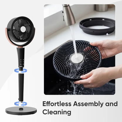 20dB Quiet Pedestal Fan with Remote | 15 Speeds, 5 Modes & LED Night Light