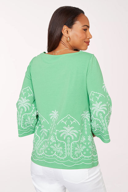 Hothouse Florals Palm Tree Bell Sleeve Top