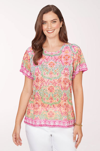 Hothouse Florals Damask Burnout Tee