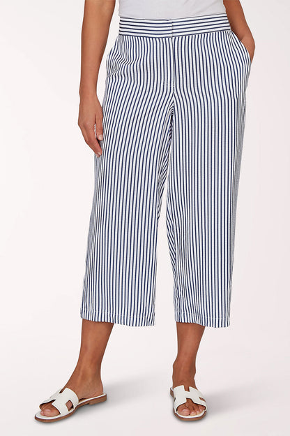 French Riviera Striped Seersucker Crop Pant