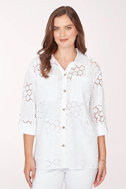 French Riviera Eyelet Patchwork Shirt