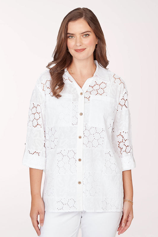 French Riviera Eyelet Patchwork Shirt