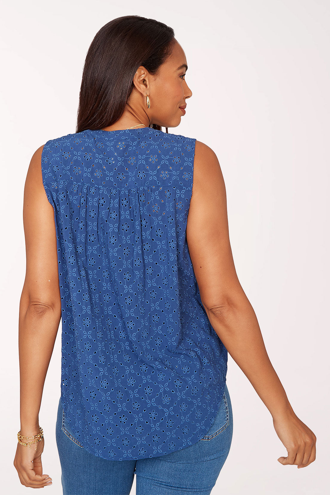 French Riviera Eyelet Sleeveless Shirt