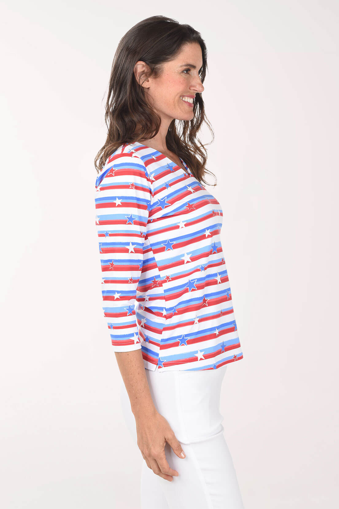Stars And Stripes UPF50+ V-Neck Top