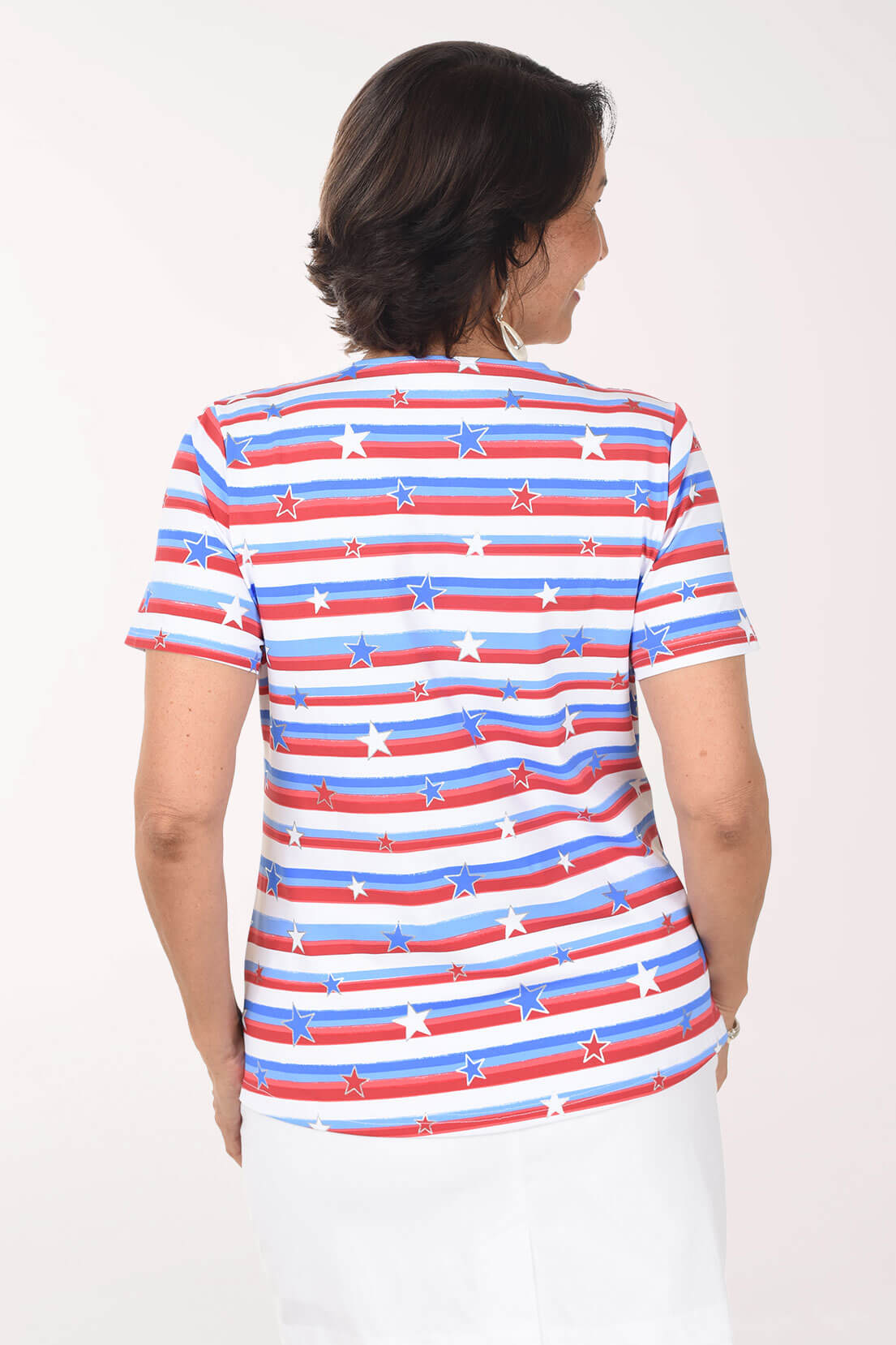 Stars And Stripes UPF50+ V-Neck Short Sleeve Top