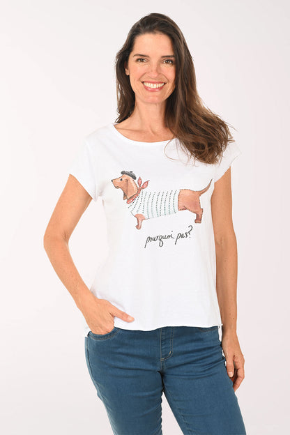 French Dachshund Studded Cotton Tee