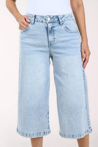 Five-Pocket Denim Culotte Pant