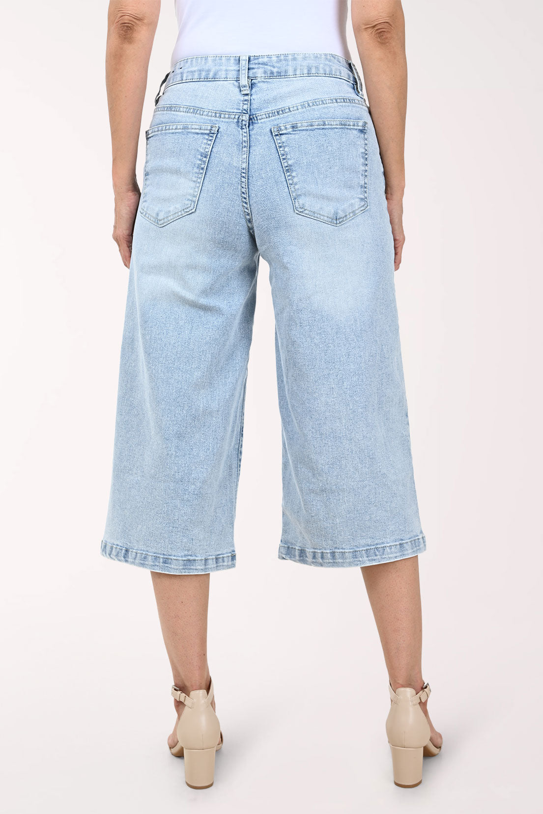 Five-Pocket Denim Culotte Pant