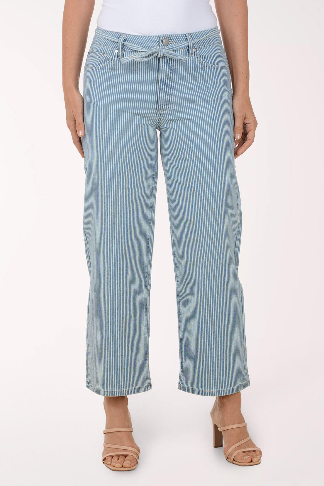 Railroad Striped Twill Wide Leg Pant
