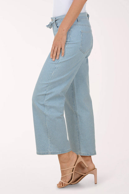 Railroad Striped Twill Wide Leg Pant