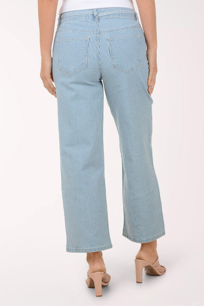Railroad Striped Twill Wide Leg Pant