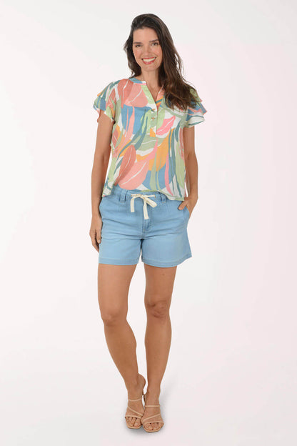Denim Knit Drawstring Short