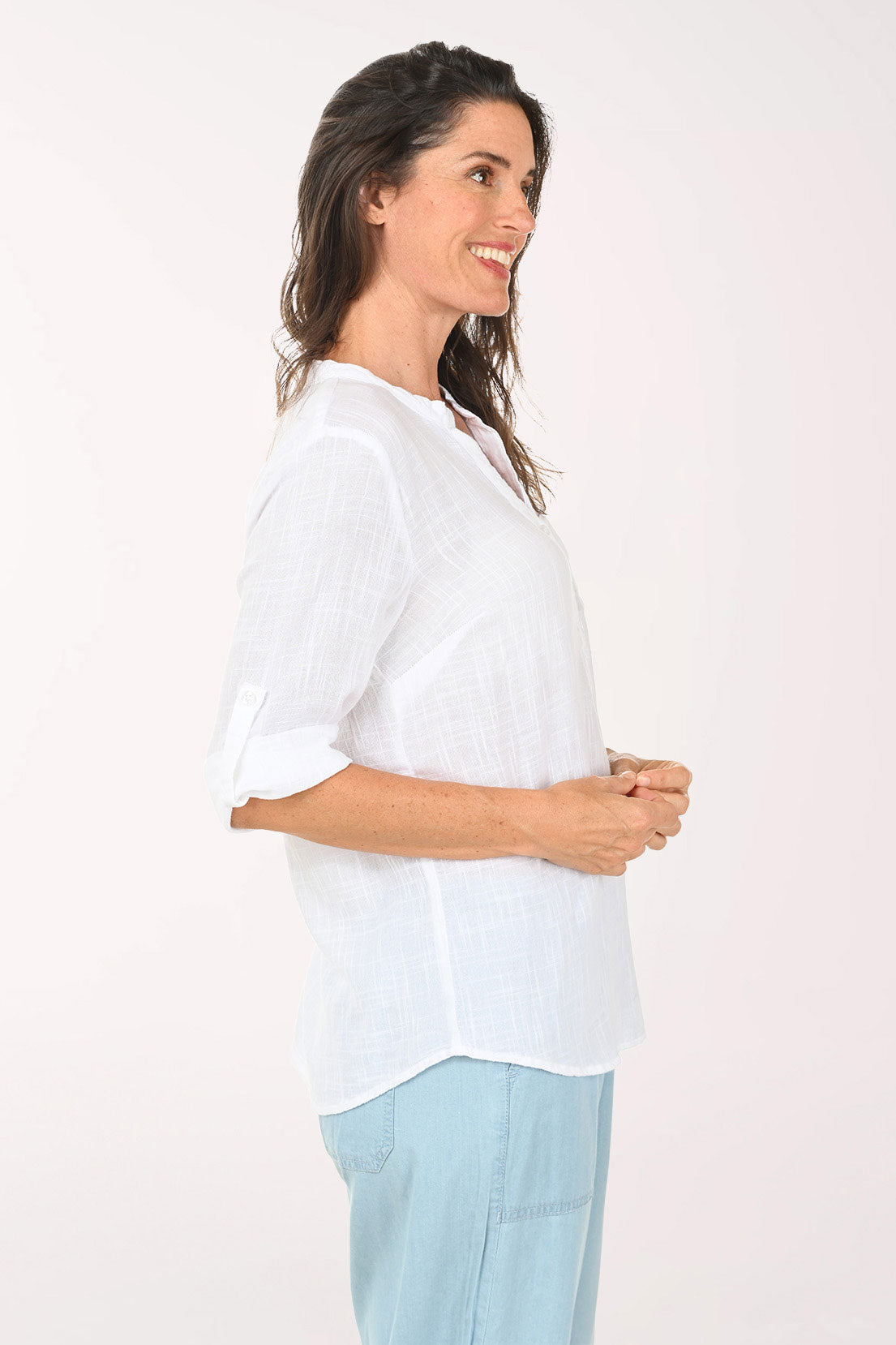 Solid Gauze Henley Blouse