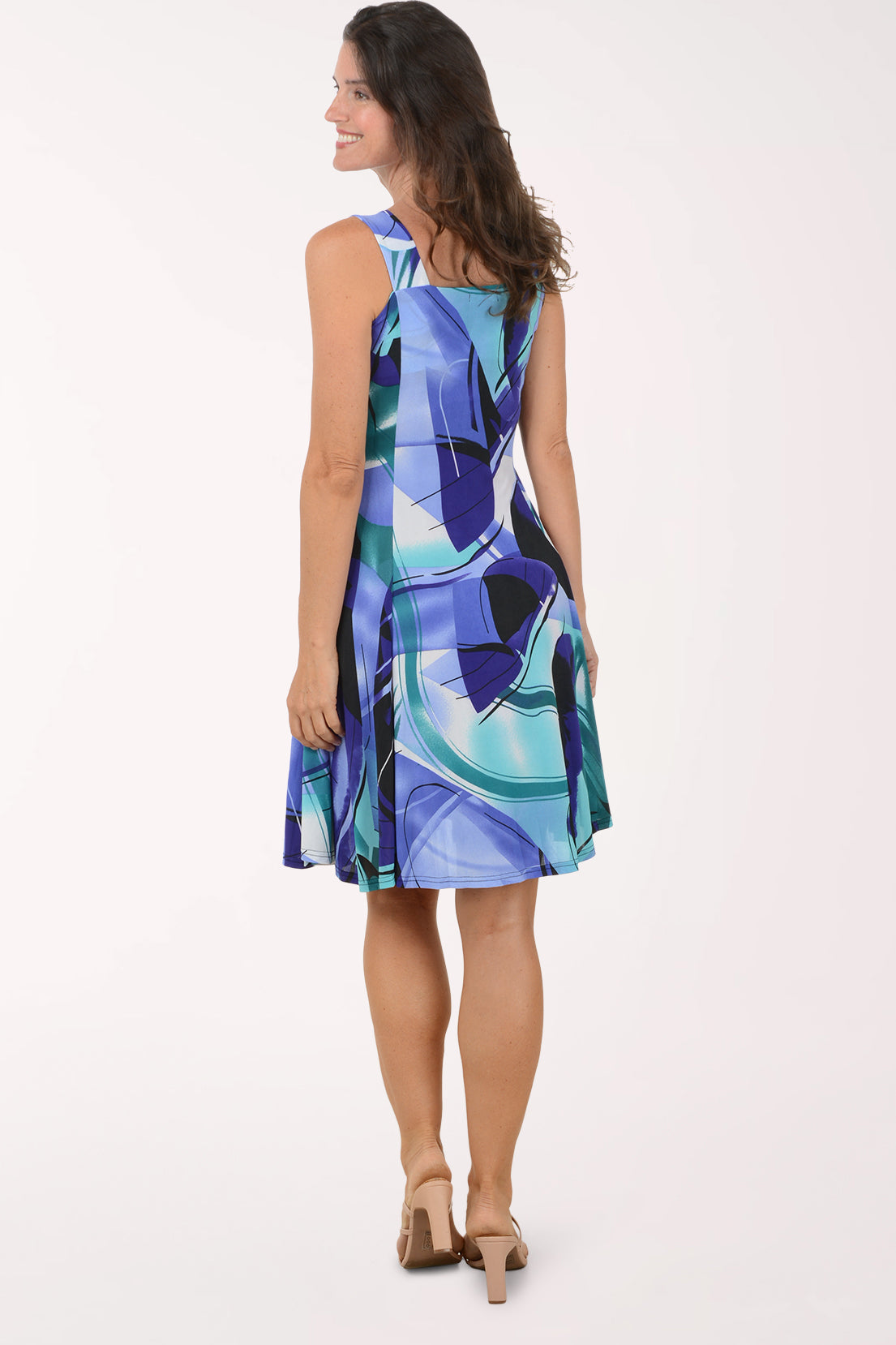 Blue Breezes Sleeveless Fit And Flare Dress
