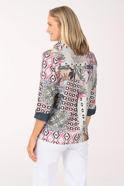 Patchwork Denim-Accented Shirt