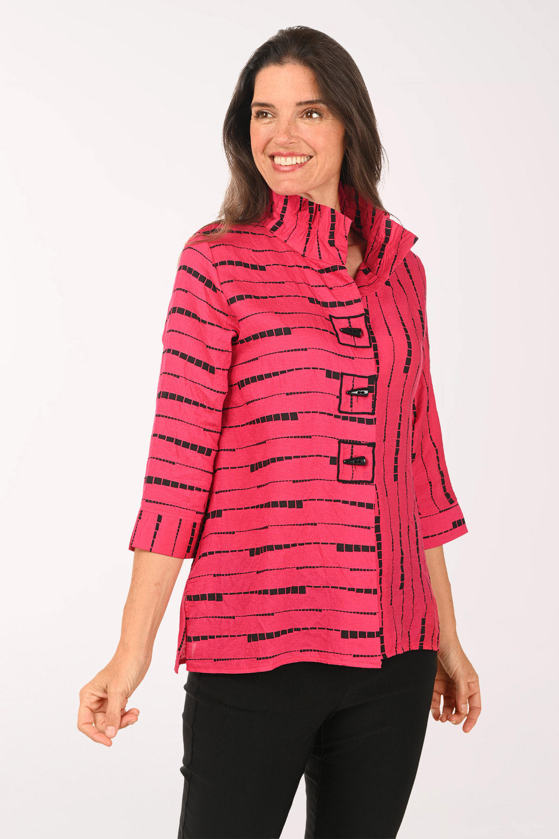 Abstract Lines Toggle Button Shirt