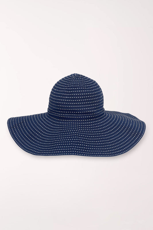 Navy Floppy Stitched Ribbon Sun Hat