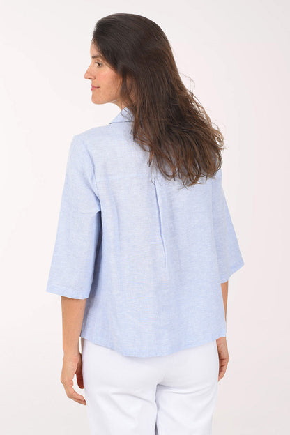 Solid Linen-Blend Relaxed Shirt