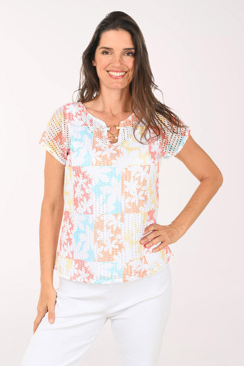 Fun In The Sun Floral Mesh Top