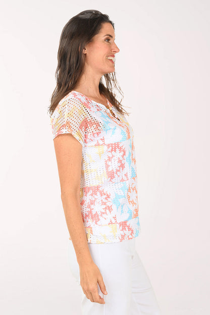 Fun In The Sun Floral Mesh Top