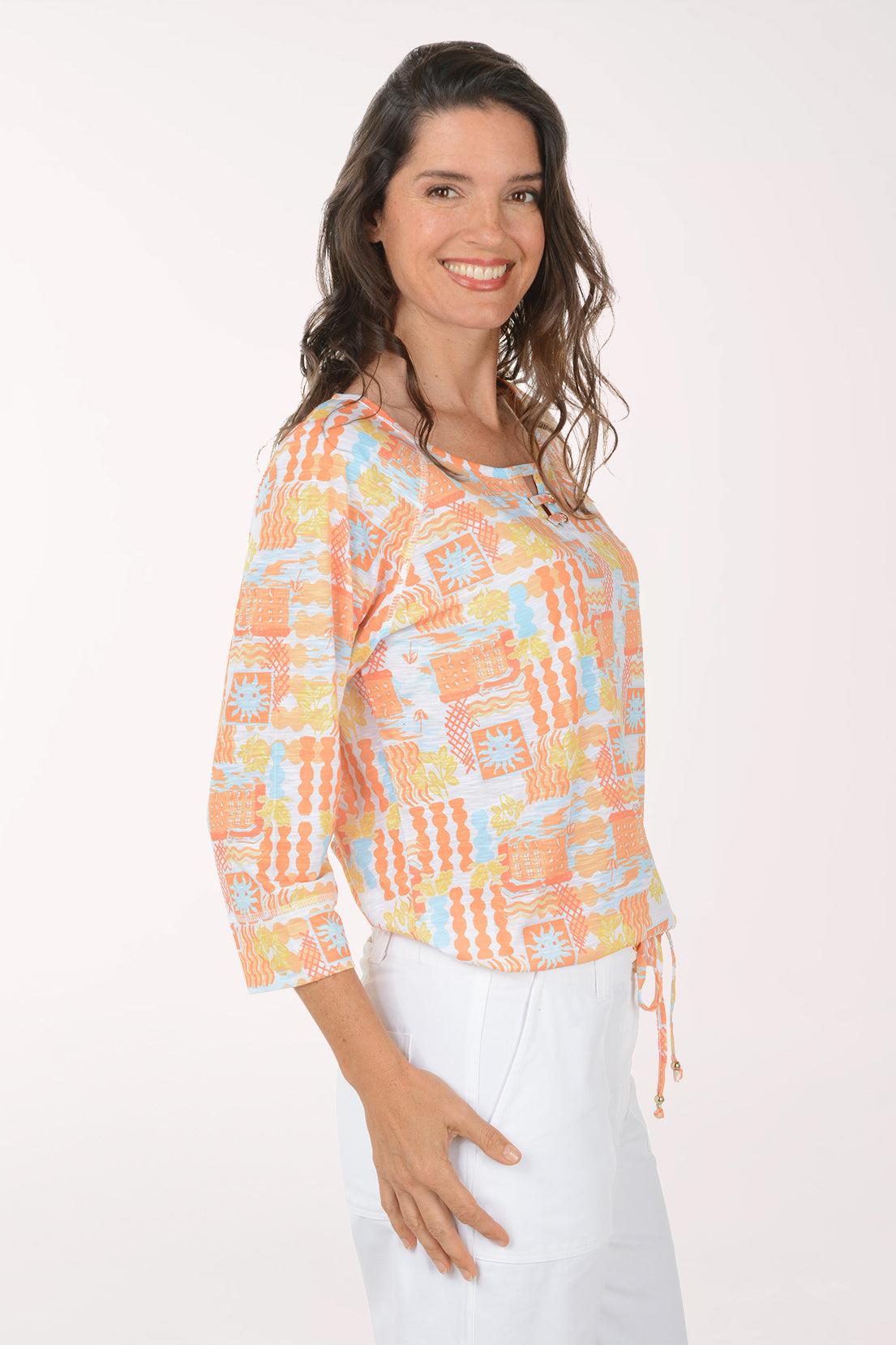 Fun In The Sun Drawstring Hem Top