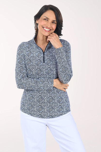 Black Amani Medallion UPF50+ Sun Shirt