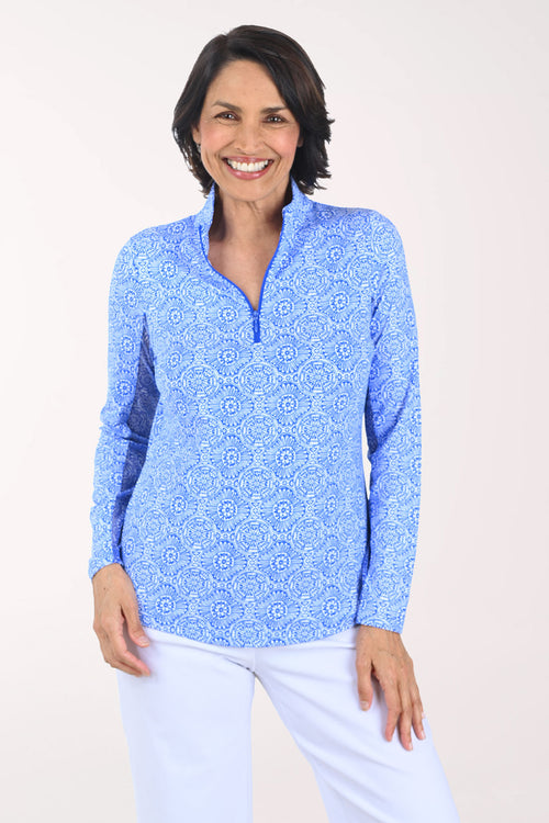 Blue Amani Medallion UPF50+ Sun Shirt