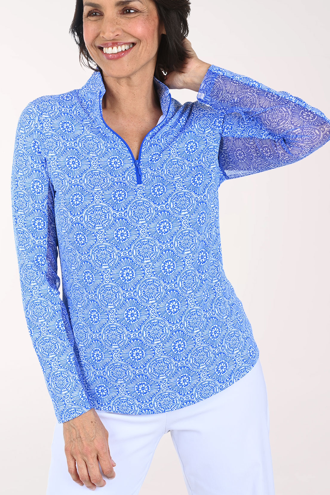 Blue Amani Medallion UPF50+ Sun Shirt