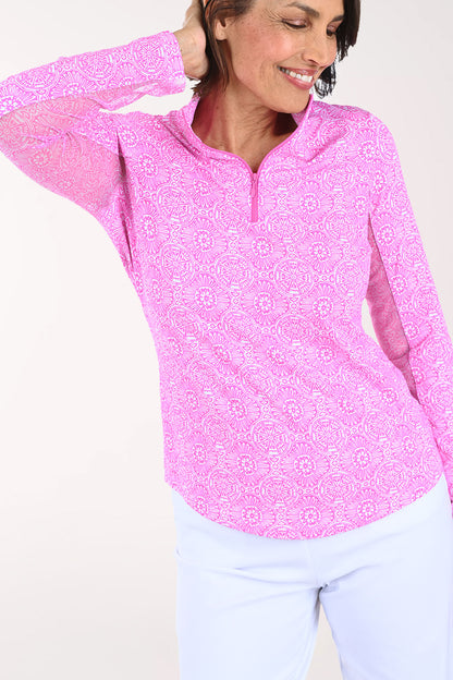 Pink Amani Medallion UPF50+ Sun Shirt