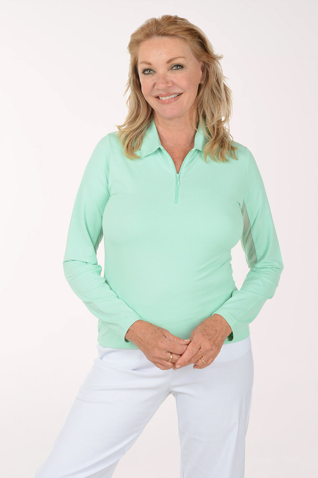 Solid UPF50+ Layered Hem Polo Sun Shirt