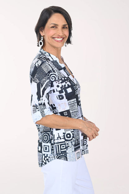 Spiral Cubes Roll Sleeve Top