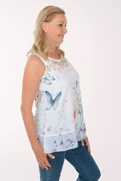 New Season Lace Neck Sleeveless Blouse