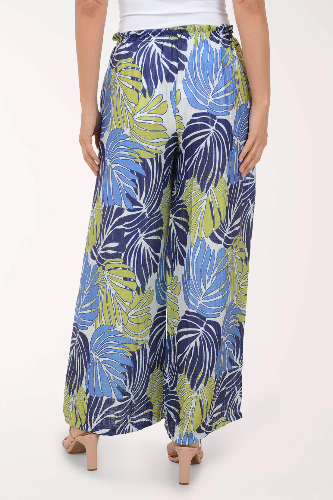 Lime Palm Leaves Palazzo Pant