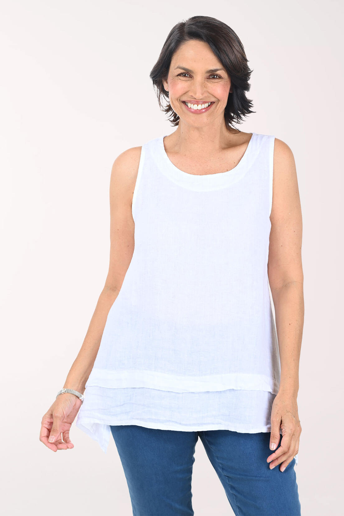 Linen Layered Sleeveless Blouse