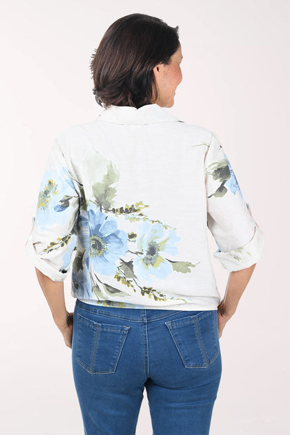Beige Floral Garden Linen-Blend Shirt