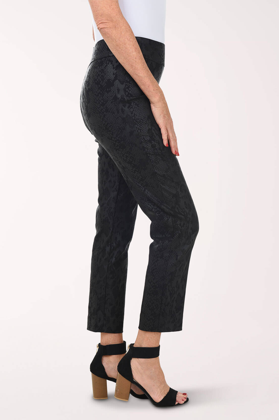 Black Python Pull-On Ankle Pant