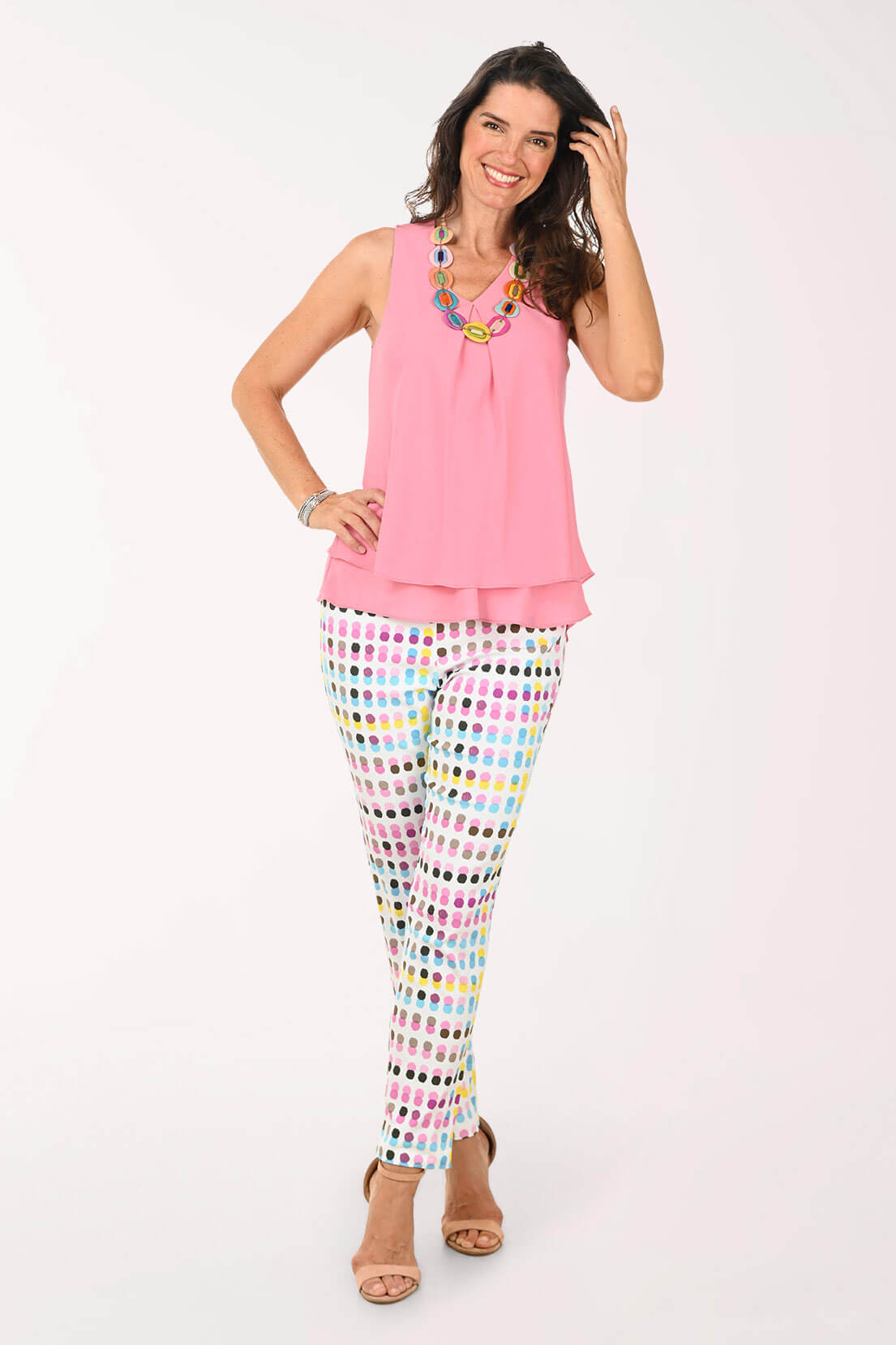 Blue Dots Pull-On Ankle Pant