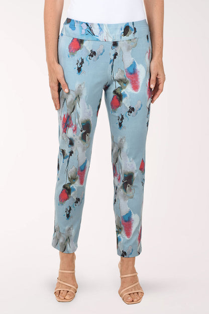 Grey Watercolor Pull-On Ankle Pant