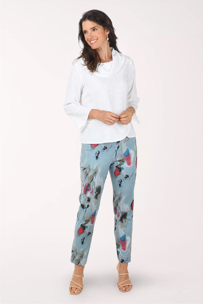 Grey Watercolor Pull-On Ankle Pant