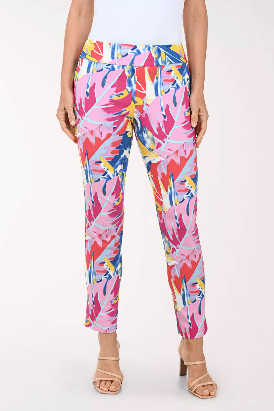 Pink Abstract Pull-On Ankle Pant
